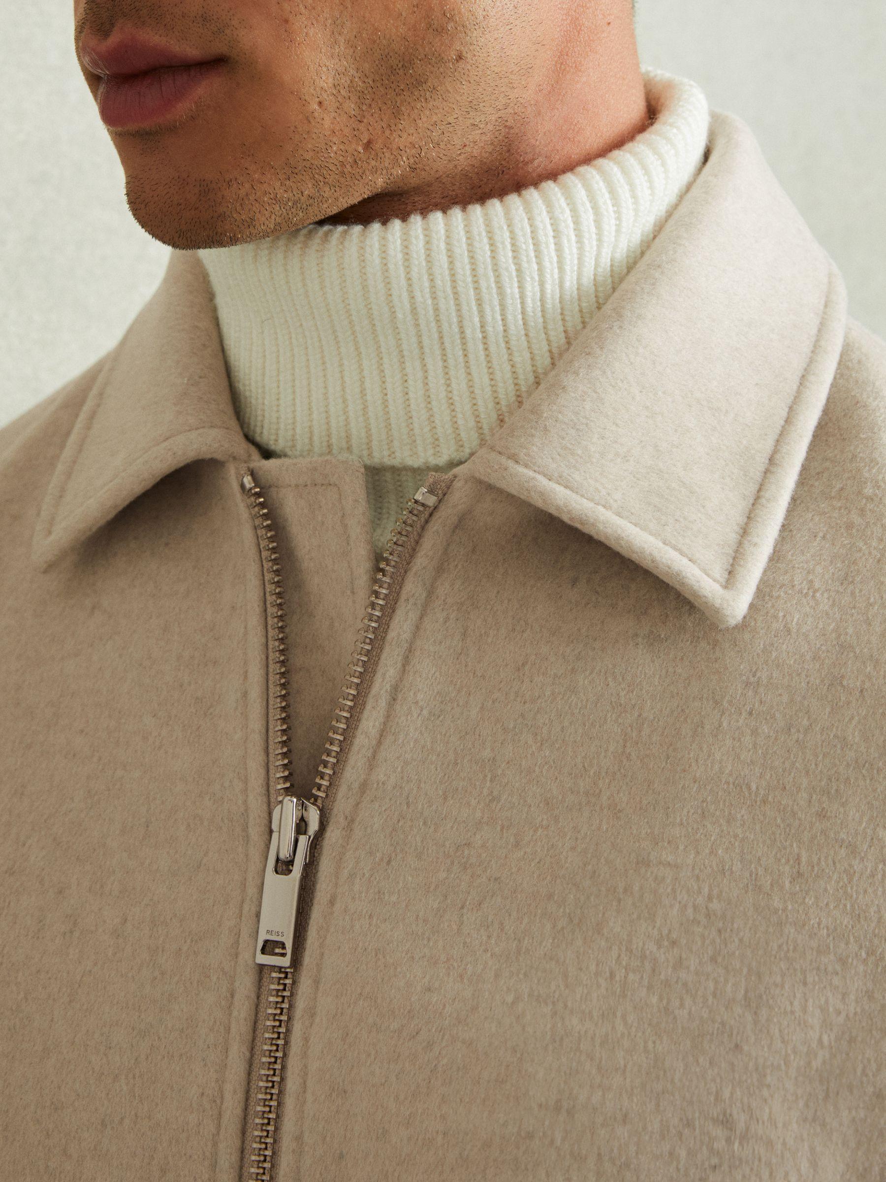 Wool Blend and Faux Shearling Jacket in Stone Melange Product Image