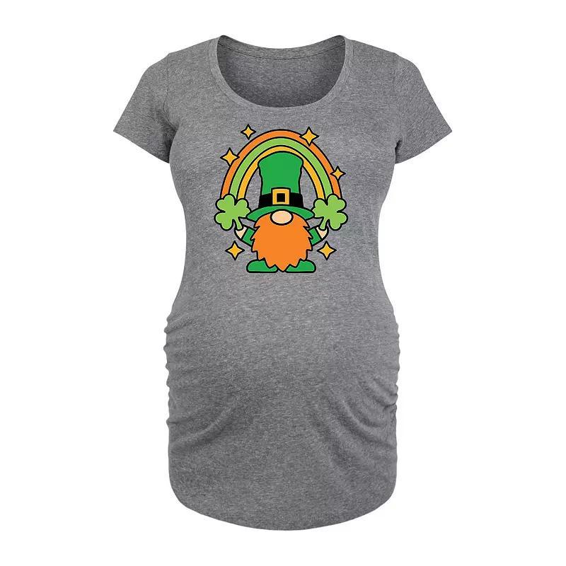 Maternity Rainbow Gnome Leprechaun Graphic Tee, Women's, Size: Large, Grey Gray Product Image