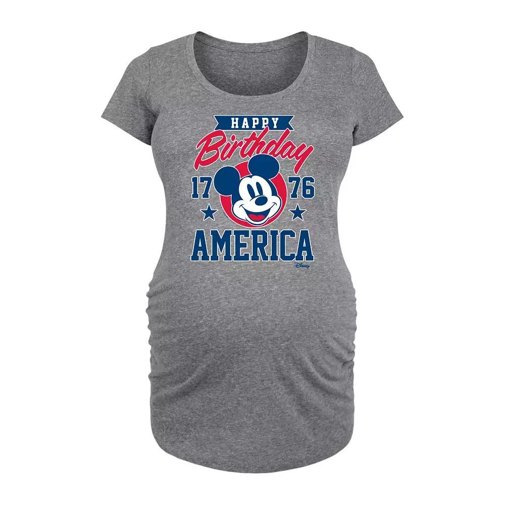 Disney's Mickey Mouse Maternity Happy Birthday America Graphic Tee, Women's, Size: XXL-MAT, Grey Gray Product Image