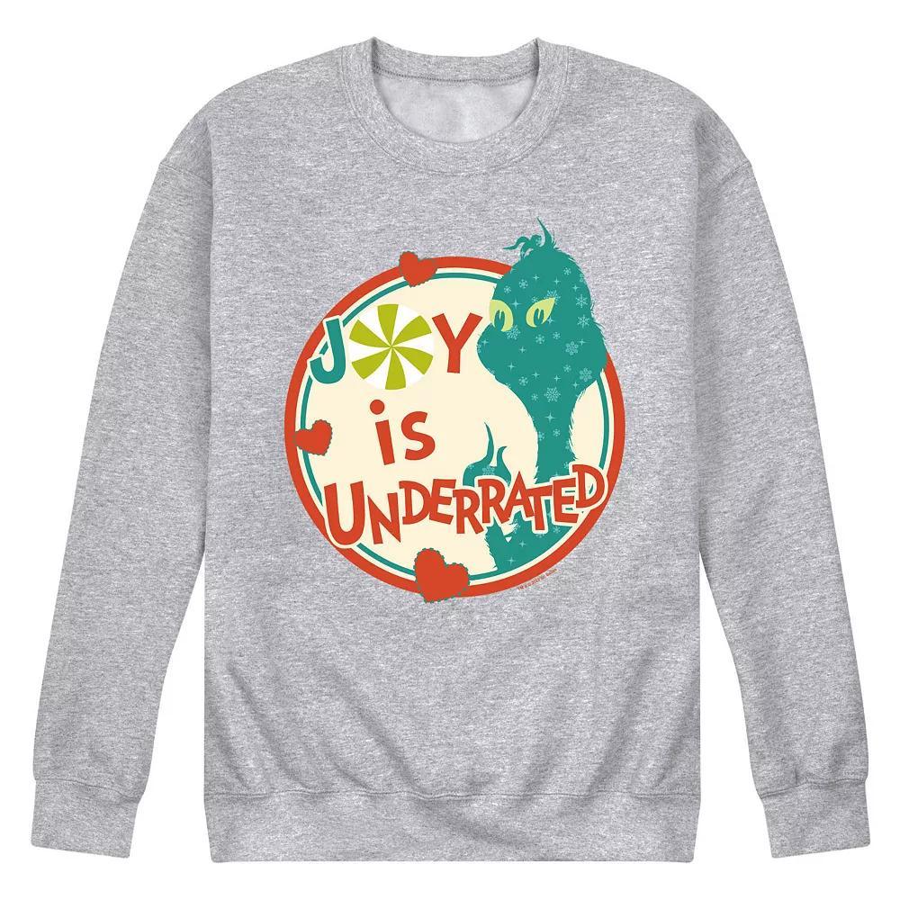 Men's Dr. Seuss The Grinch Joy Is Underrated Fleece Sweatshirt, Size: Large, Grey Gray Product Image