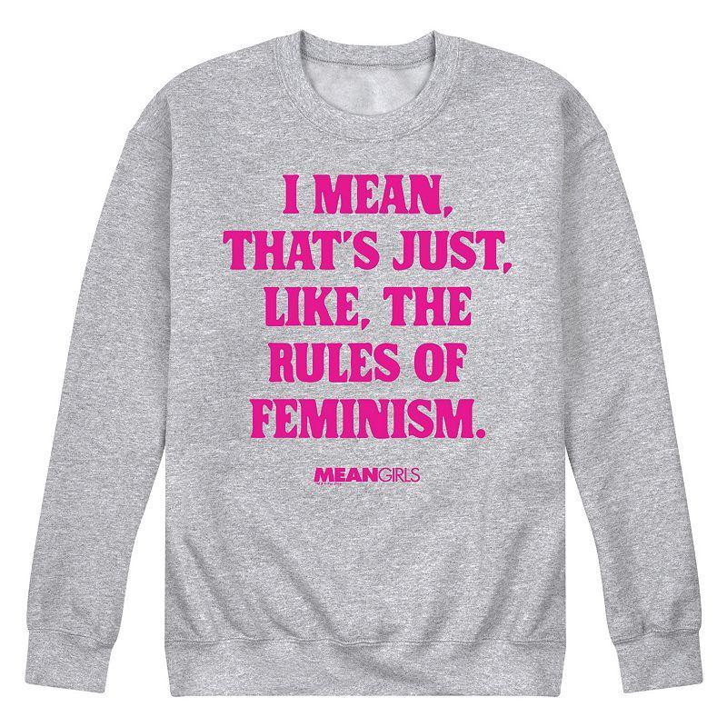 Men's Mean Girls Rules Of Feminism Fleece Sweatshirt, Size: Large, Grey Gray Product Image