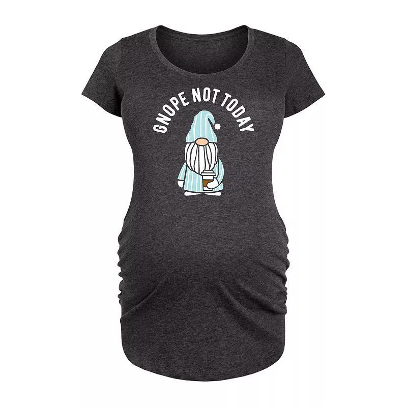 Maternity Gnope Not Today Sleepy Gnome Graphic Tee, Womens Heather Grey Product Image