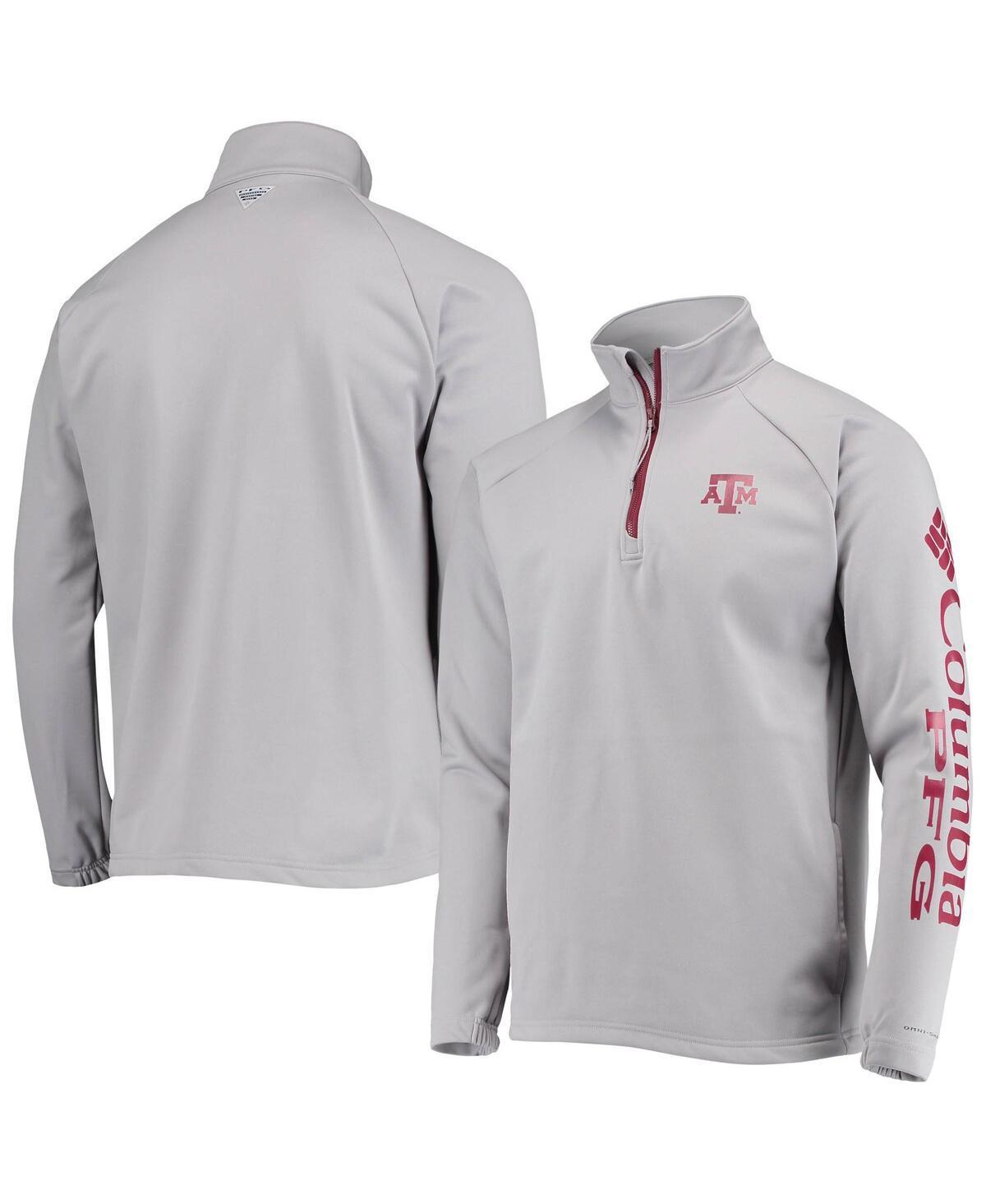 Men's Columbia Gray Texas A&M Aggies Terminal Tackle Fleece Raglan Omni-Shade Quarter-Zip Jacket, Size: Large, Grey Product Image