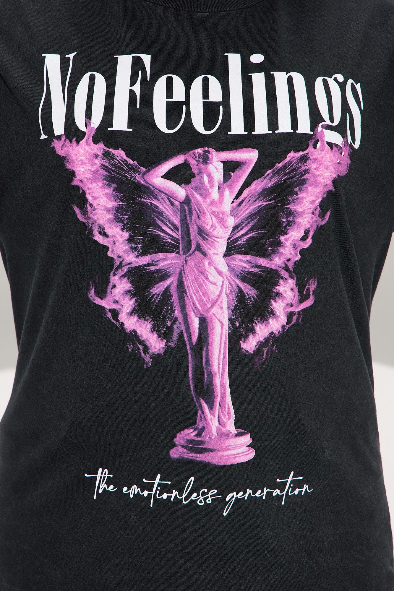 No Feelings Oversized Washed Tee - Black Product Image