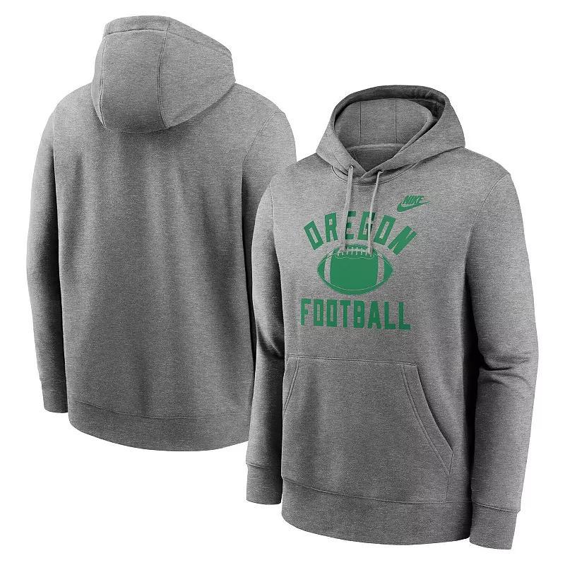 Men's Nike Heather Gray Oregon Ducks Legacy Football Icon Club Fleece Pullover Hoodie,  Product Image