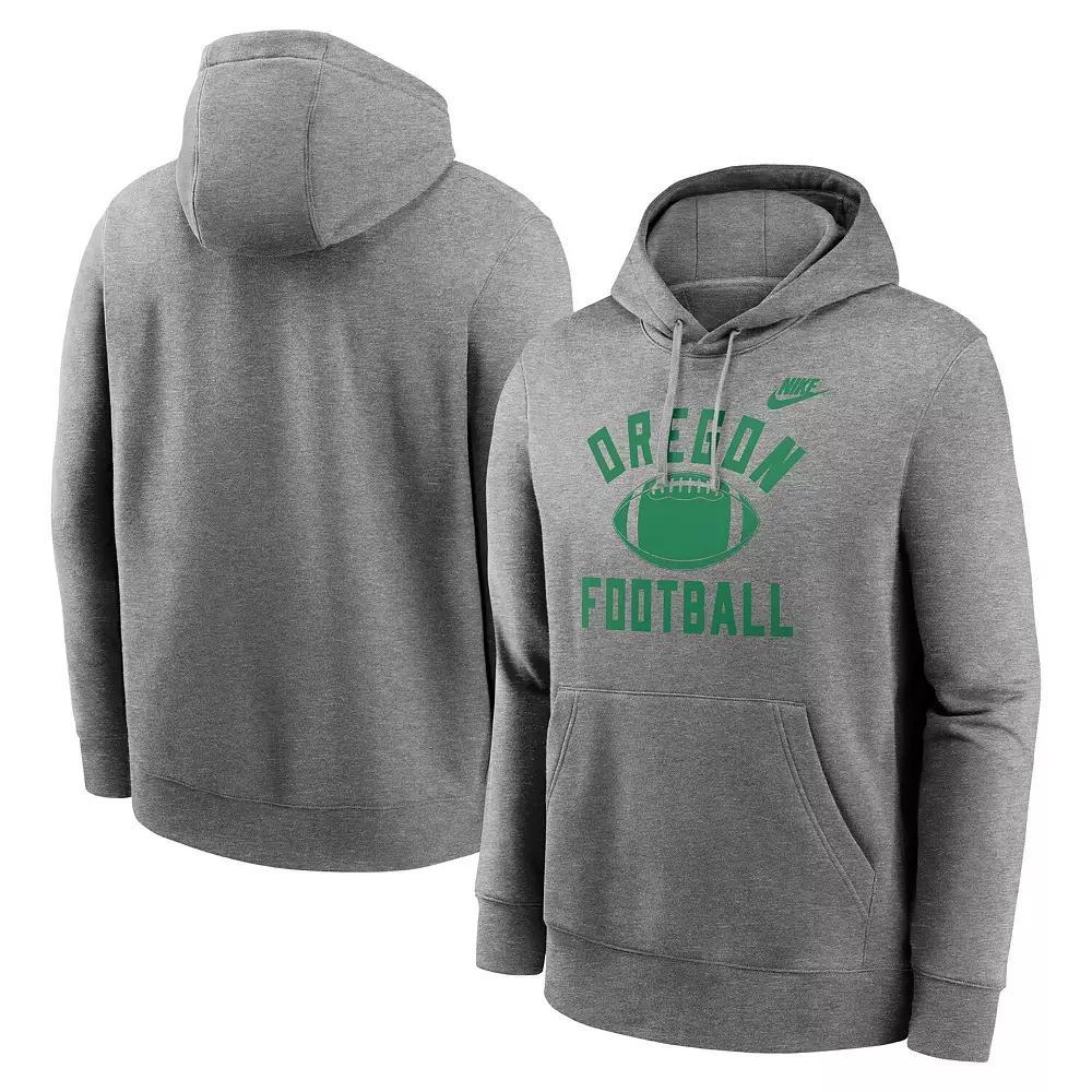 Men's Nike Heather Gray Oregon Ducks Legacy Football Icon Club Fleece Pullover Hoodie,  Product Image