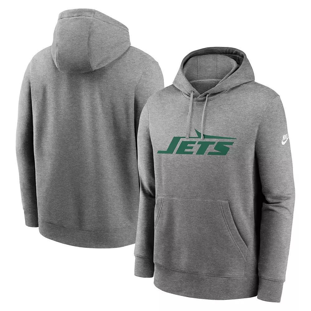 Men's Nike Heather Gray New York Jets Rewind Club Logo Pullover Hoodie, Size: 3XL, Grey Product Image