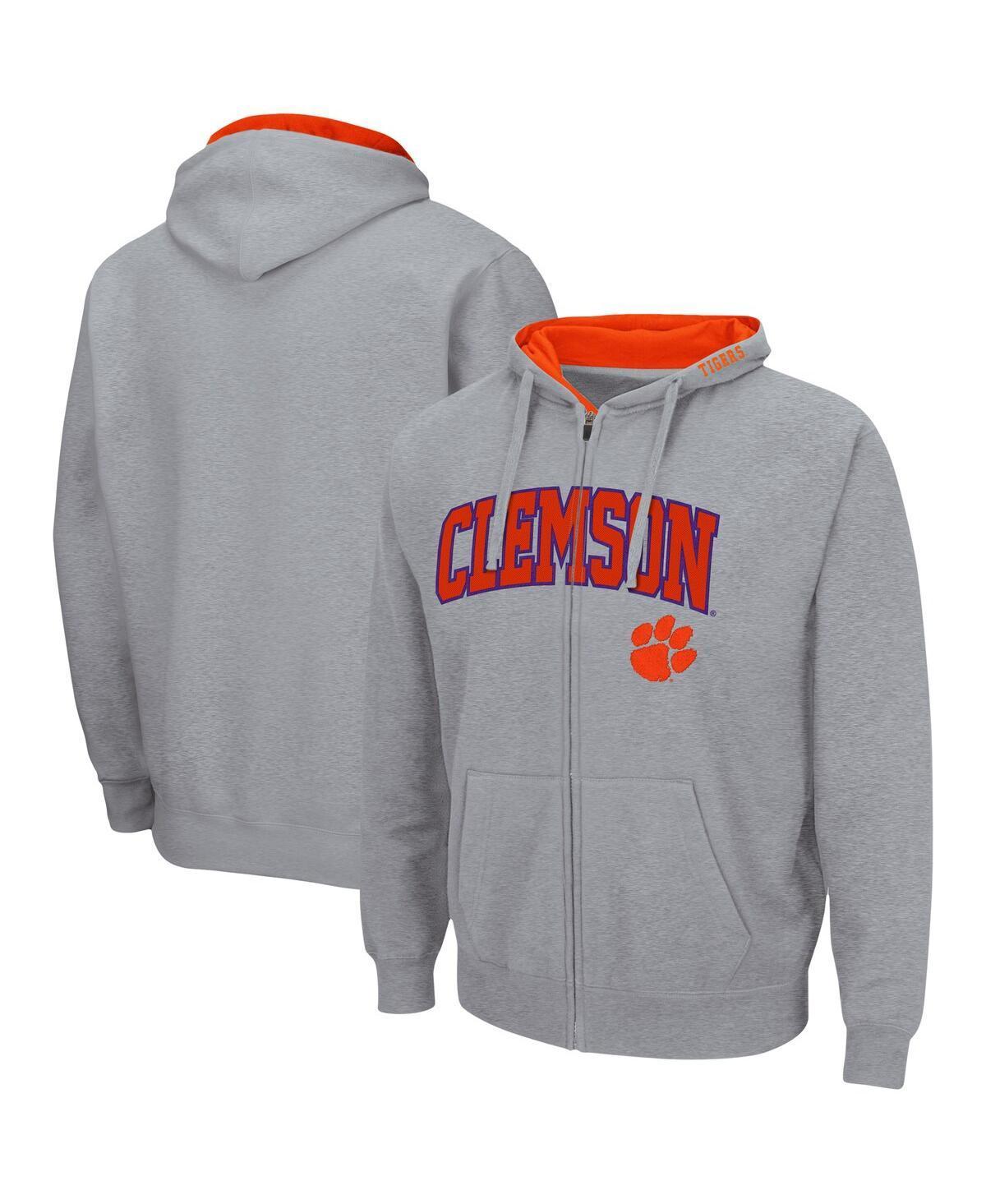 Mens Colosseum Charcoal Clemson Tigers Arch & Logo 3.0 Full-Zip Hoodie Product Image