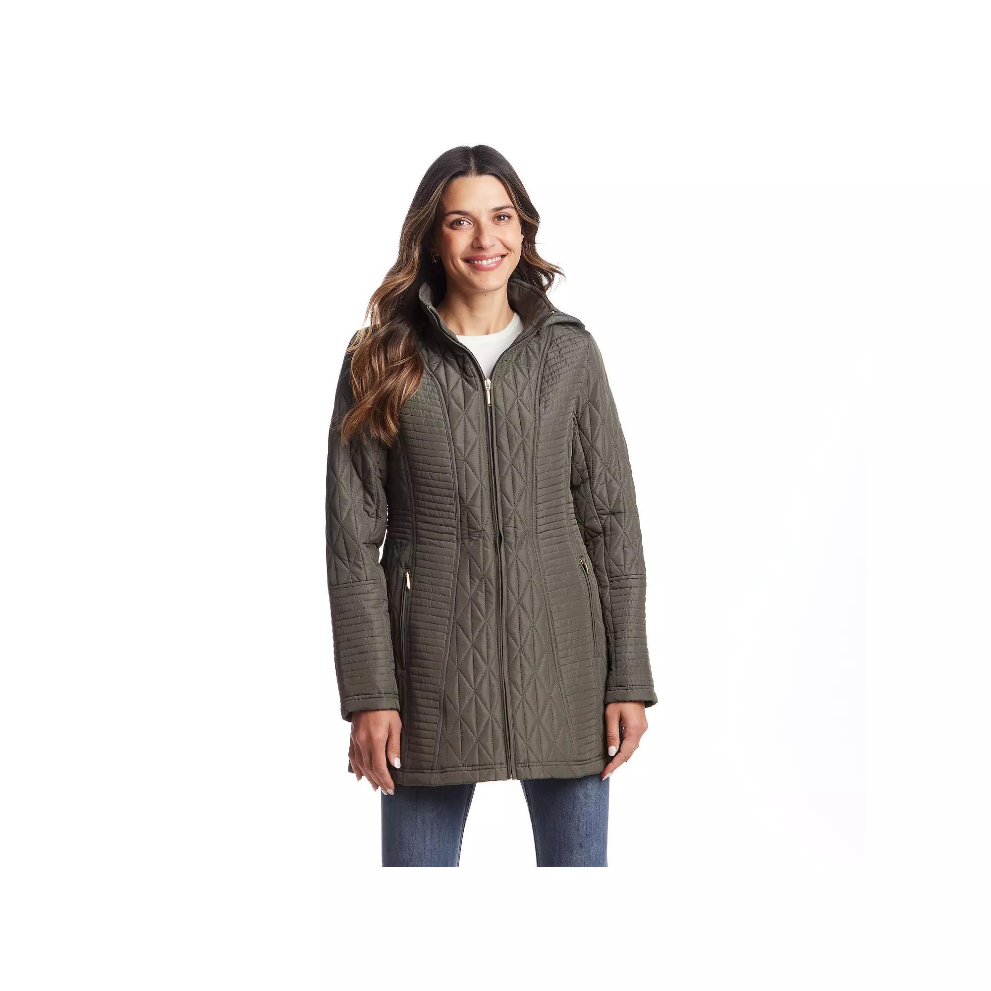 Women's Weathercast Quilted Hooded Front Zip Walker Jacket,  Product Image