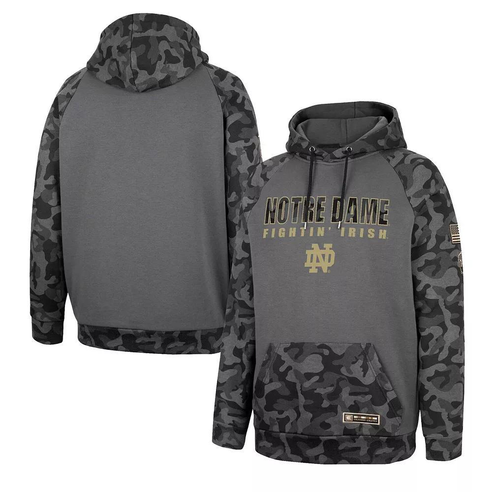 Men's Colosseum Charcoal Oklahoma State Cowboys OHT Military Appreciation Camo Stack Raglan Pullover Hoodie,  Product Image