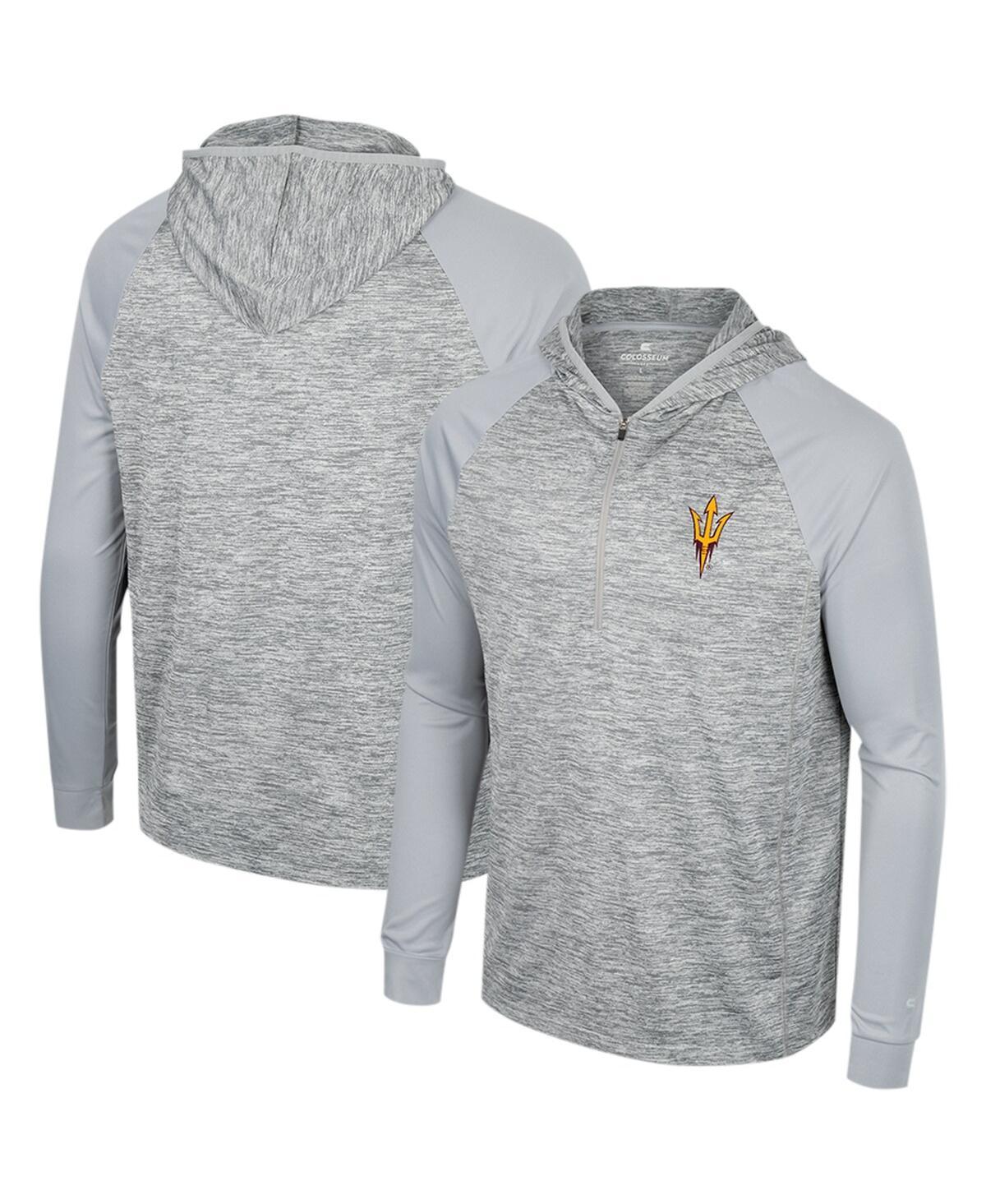 Mens Colosseum Gray Arizona State Sun Devils Cybernetic Raglan Quarter-Zip Hooded Top Product Image