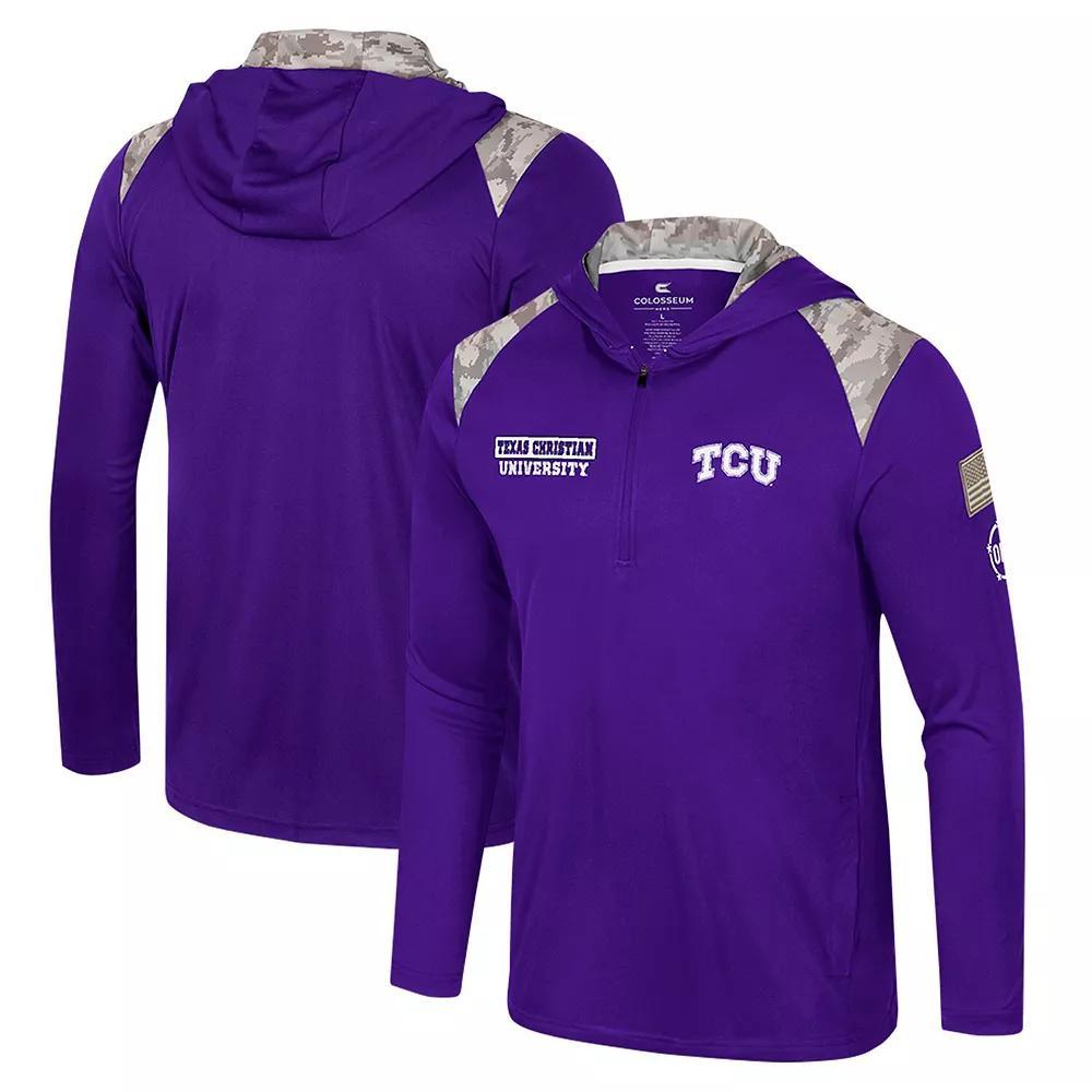 Men's Colosseum Purple TCU Horned Frogs OHT Military Appreciation Quarter-Zip Hoodie Jacket,  Product Image