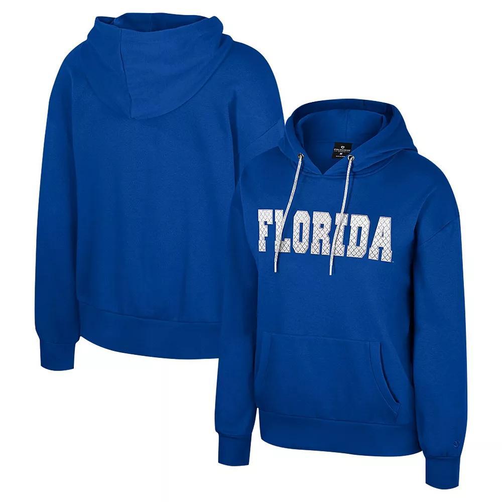Women's Colosseum Royal Florida Gators Reflection Rhinestone Drawcord Pullover Hoodie,  Product Image