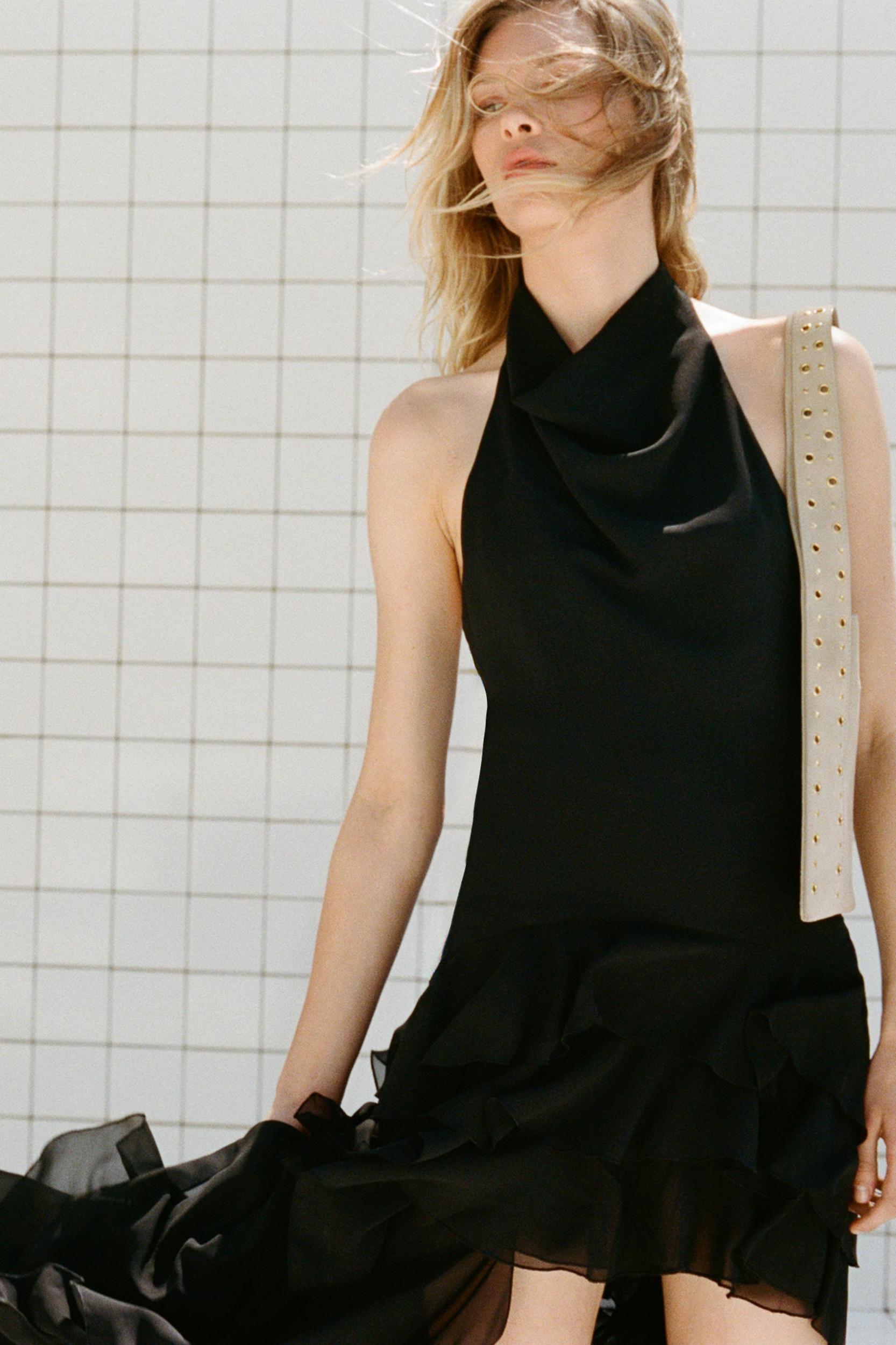 HALTER RUFFLE MAXI DRESS Product Image