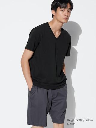 Mens Dry V-Neck Short-Sleeve Color T-Shirt with Quick-Drying Black Medium UNIQLO US Product Image