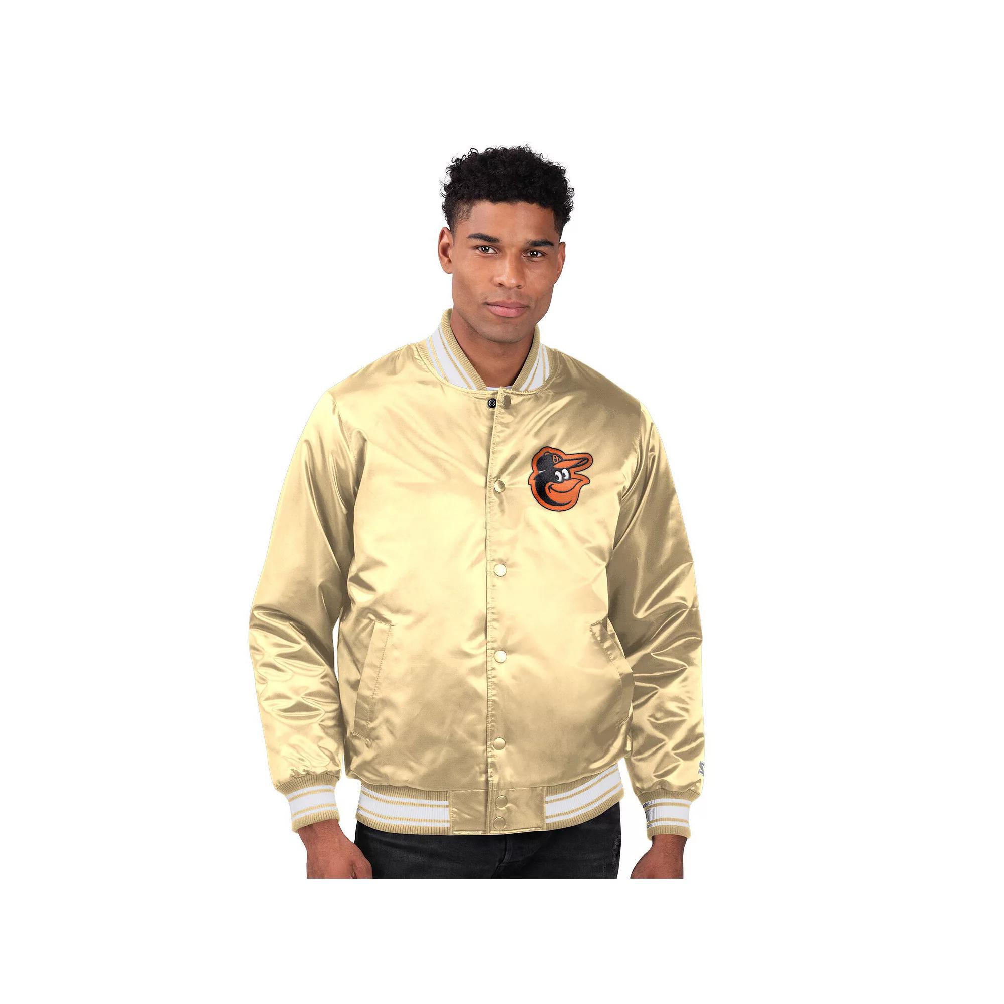 Men's Starter Tan Baltimore Orioles Locker Room Satin Full-Snap Varsity Jacket, Size: 2XL, Team Product Image