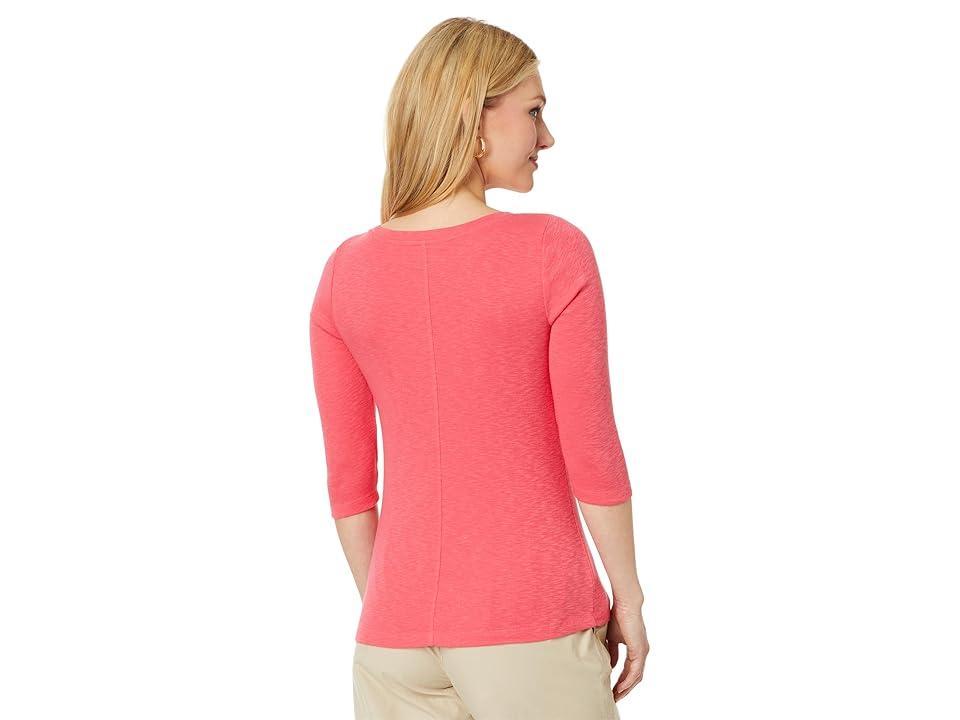 NIC+ZOE 3/4 Sleeve Boat Tee (Poppy) Women's Clothing Product Image