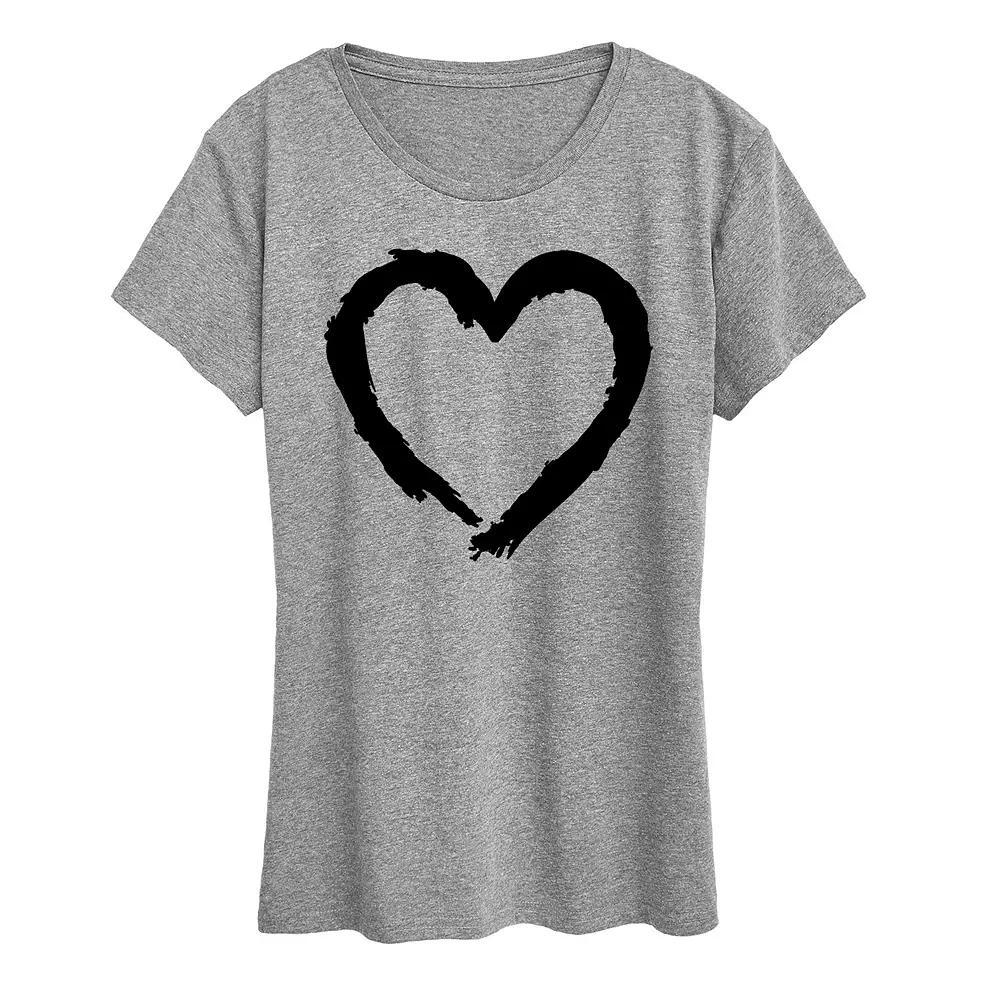 Women's Paintbrush Stroke Heart Graphic Tee, Size: XXL, White Product Image