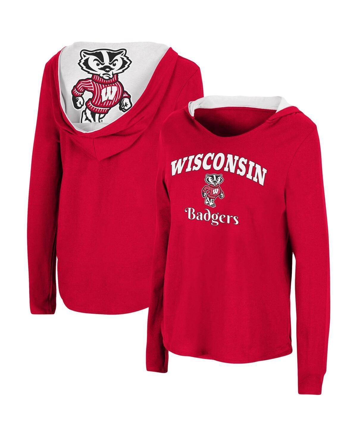 Womens Colosseum Wisconsin Badgers Catalina Hoodie Long Sleeve T-Shirt Product Image