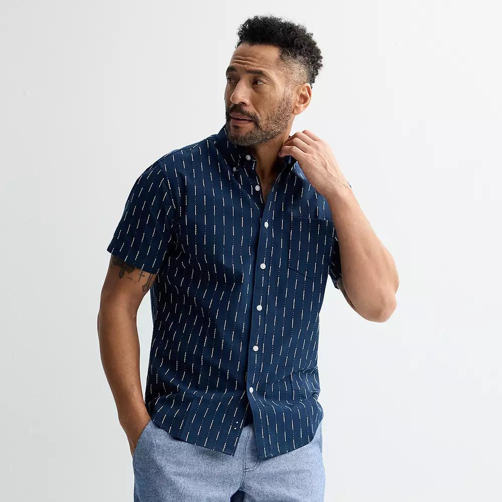 Men's Sonoma Goods For Life® Short Sleeve Perfect Length Button Down Shirt,  Product Image