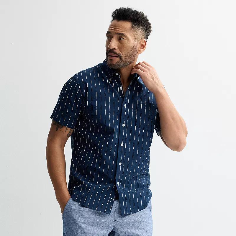 Men's Sonoma Goods For Life® Short Sleeve Perfect Length Button Down Shirt,  Product Image