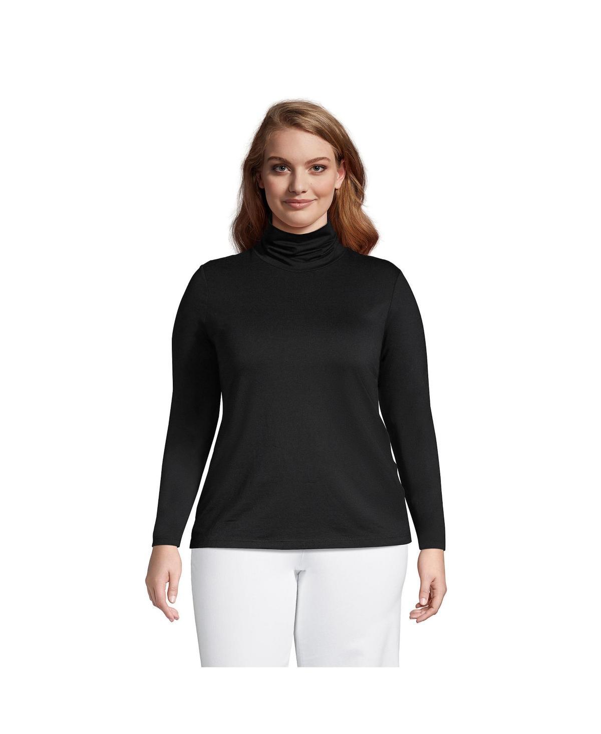 Plus Size Lands End Lightweight Fitted Long Sleeve Turtleneck, Womens Product Image