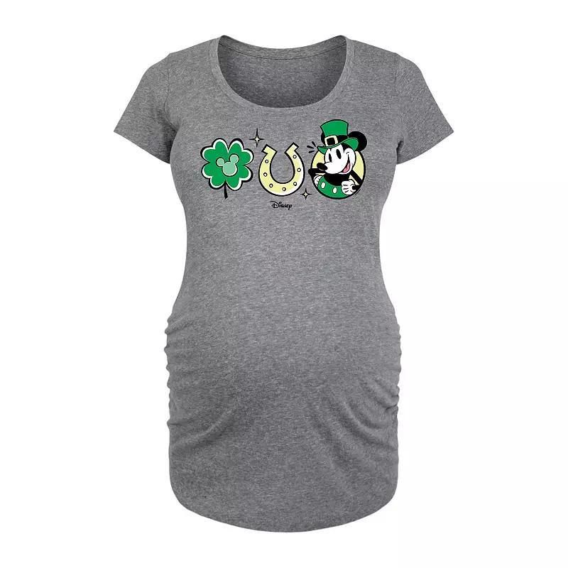 Disney's Mickey Mouse Maternity St. Patrick's Day Icons Graphic Tee, Women's, Size: XXL-MAT, Grey Gray Product Image