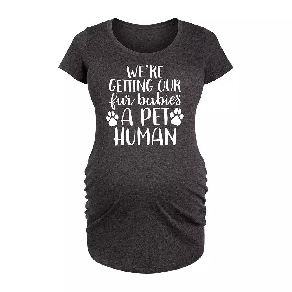 Maternity Fur Babies A Pet Human Graphic Tee, Women's, Size: Large-Mat, Heather Grey Product Image