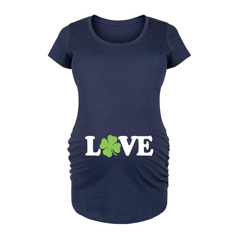 Maternity Love Shamrock Graphic Tee, Womens Heather Grey Product Image