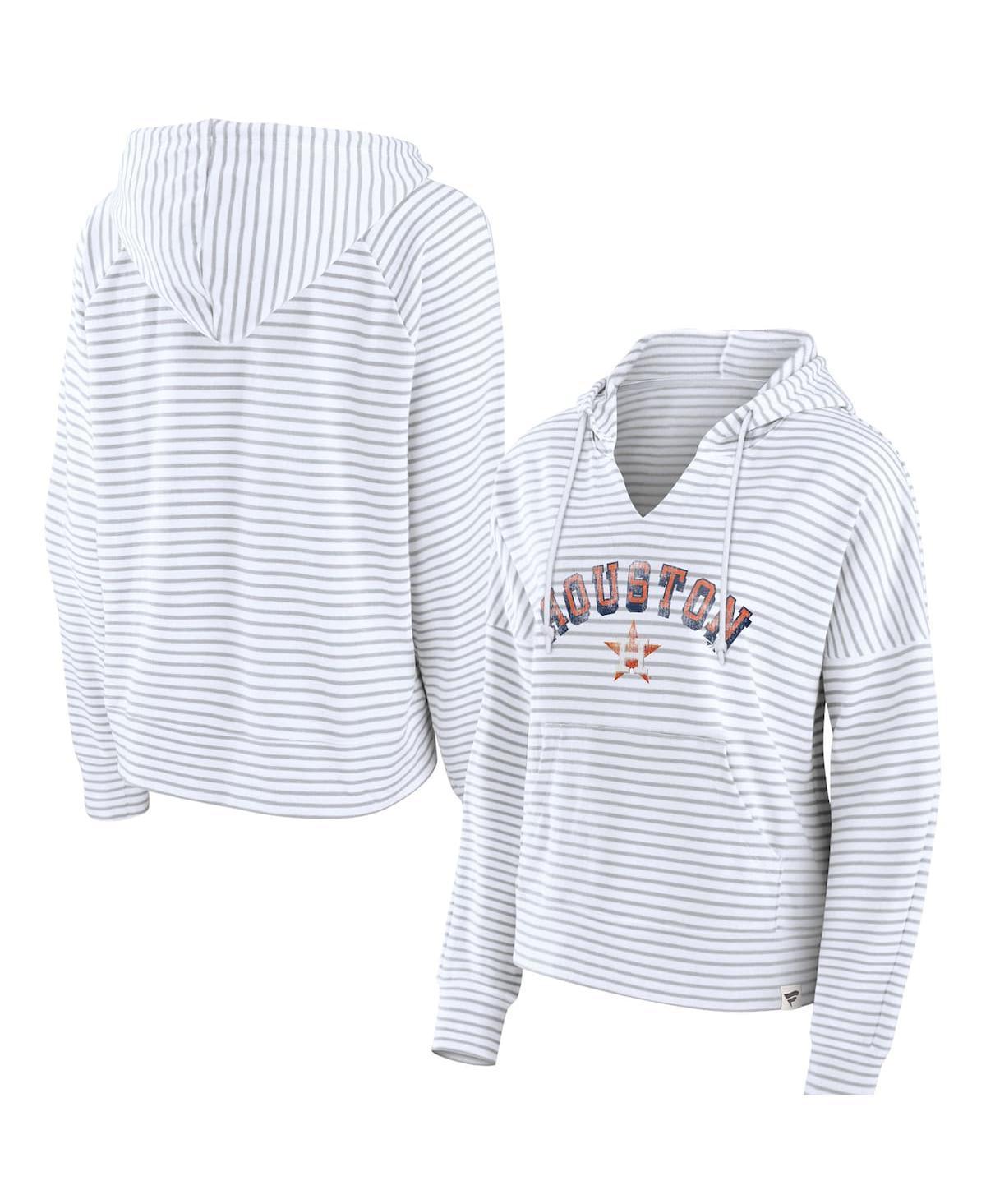 Womens Fanatics White Milwaukee Brewers Striped Arch Pullover Hoodie Product Image