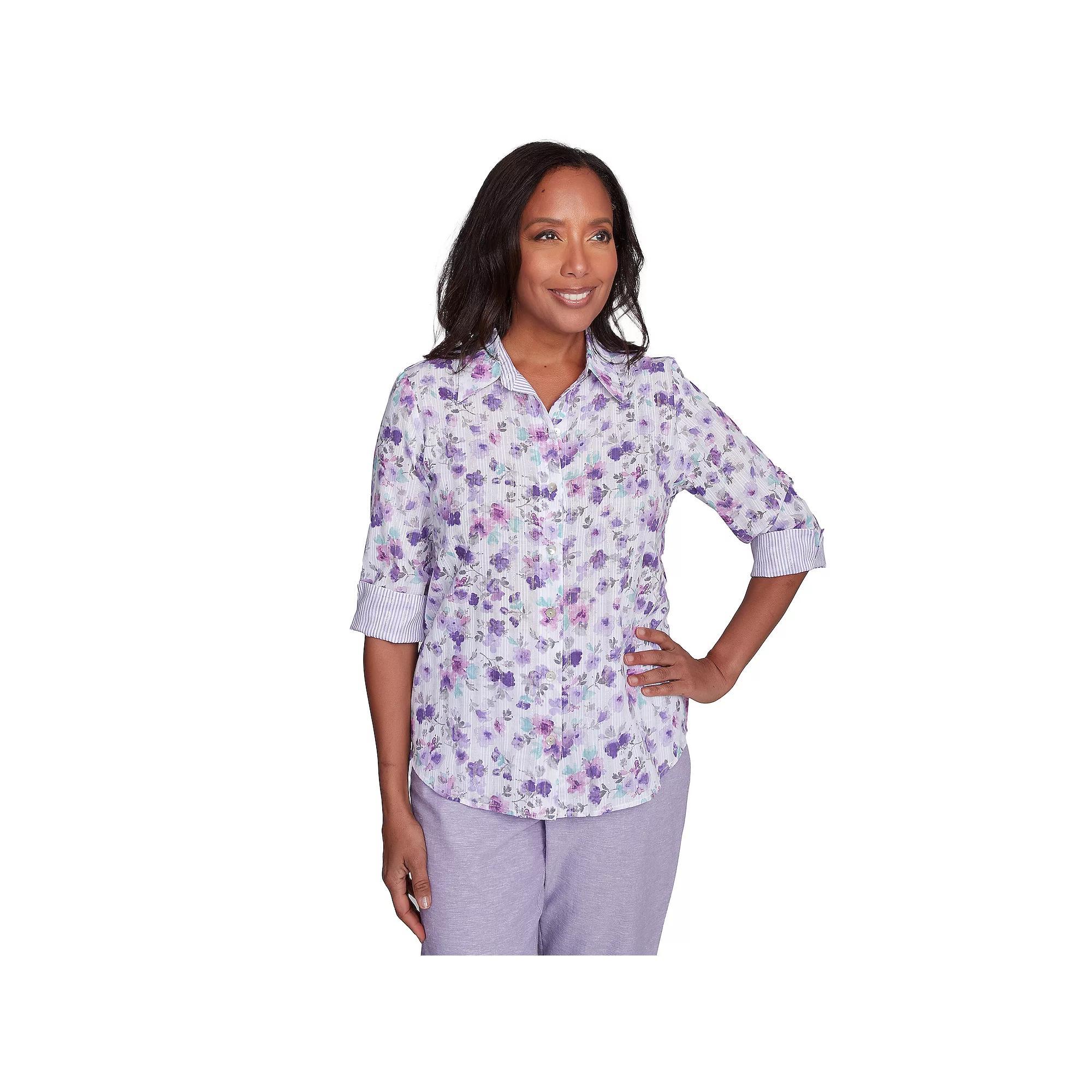 Women's Alfred Dunner Woven Button-Down Top,  Product Image