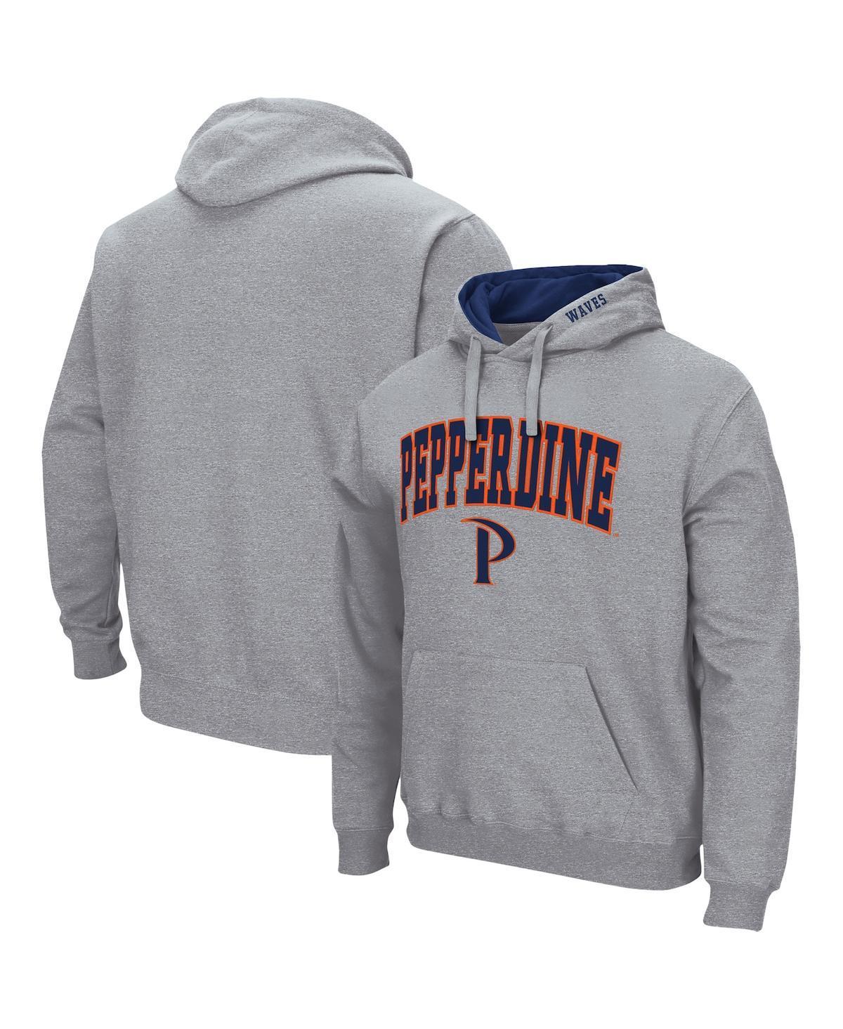 Mens Colosseum Heathered Gray Pepperdine Waves Arch and Logo Pullover Hoodie Product Image