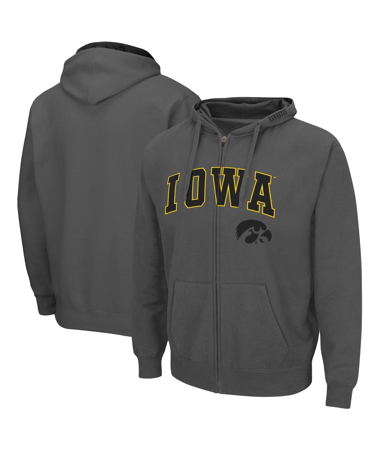 Mens Colosseum Charcoal Iowa Hawkeyes Arch & Logo 3.0 Full-Zip Hoodie Product Image