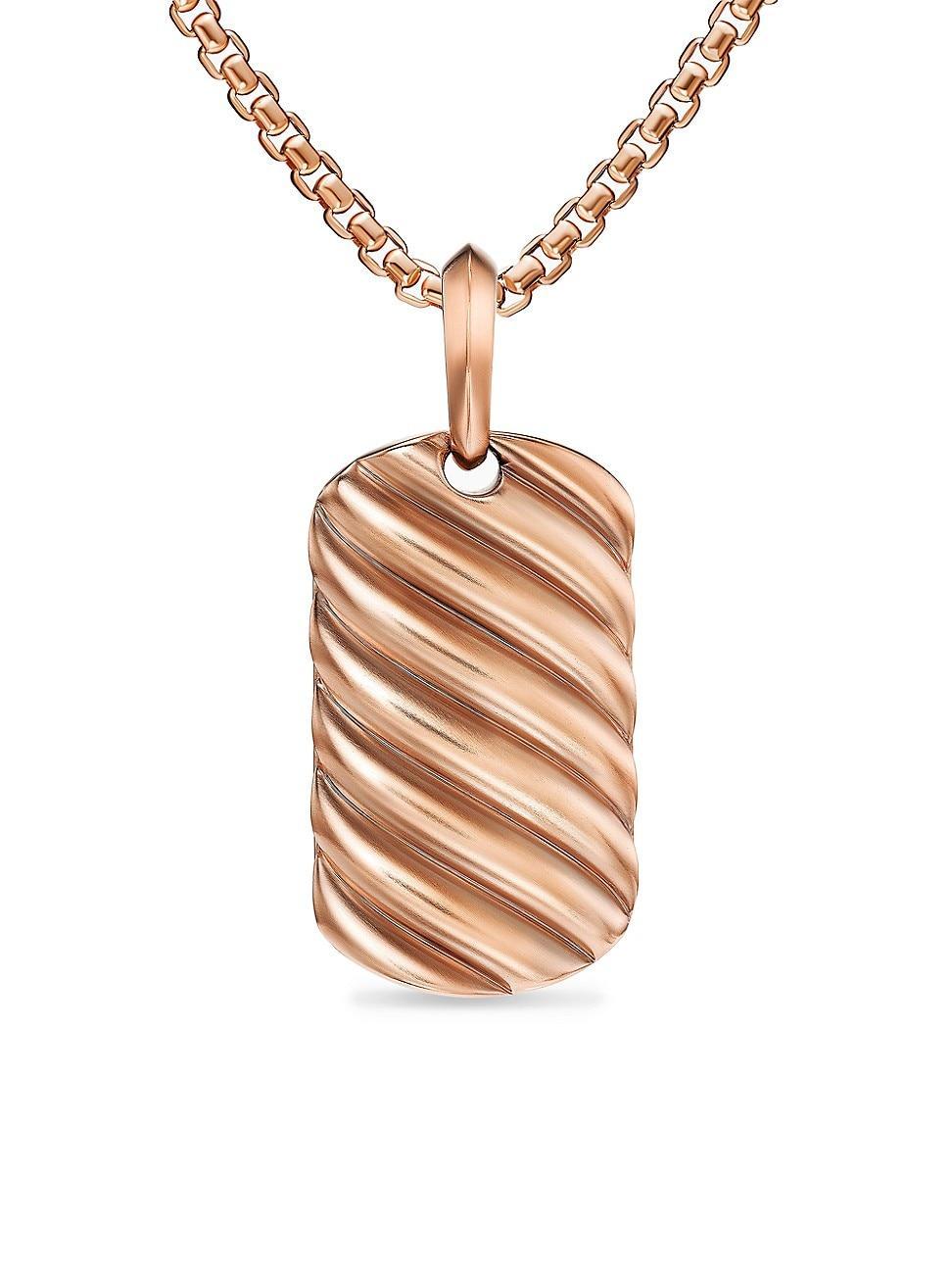 Mens Sculpted Cable Tag in 18K Rose Gold, 27MM Product Image