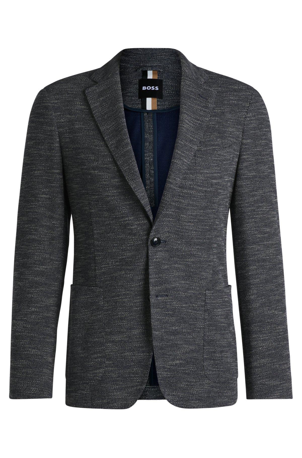 Slim-fit suit jacket in micro-patterned stretch fabric Product Image