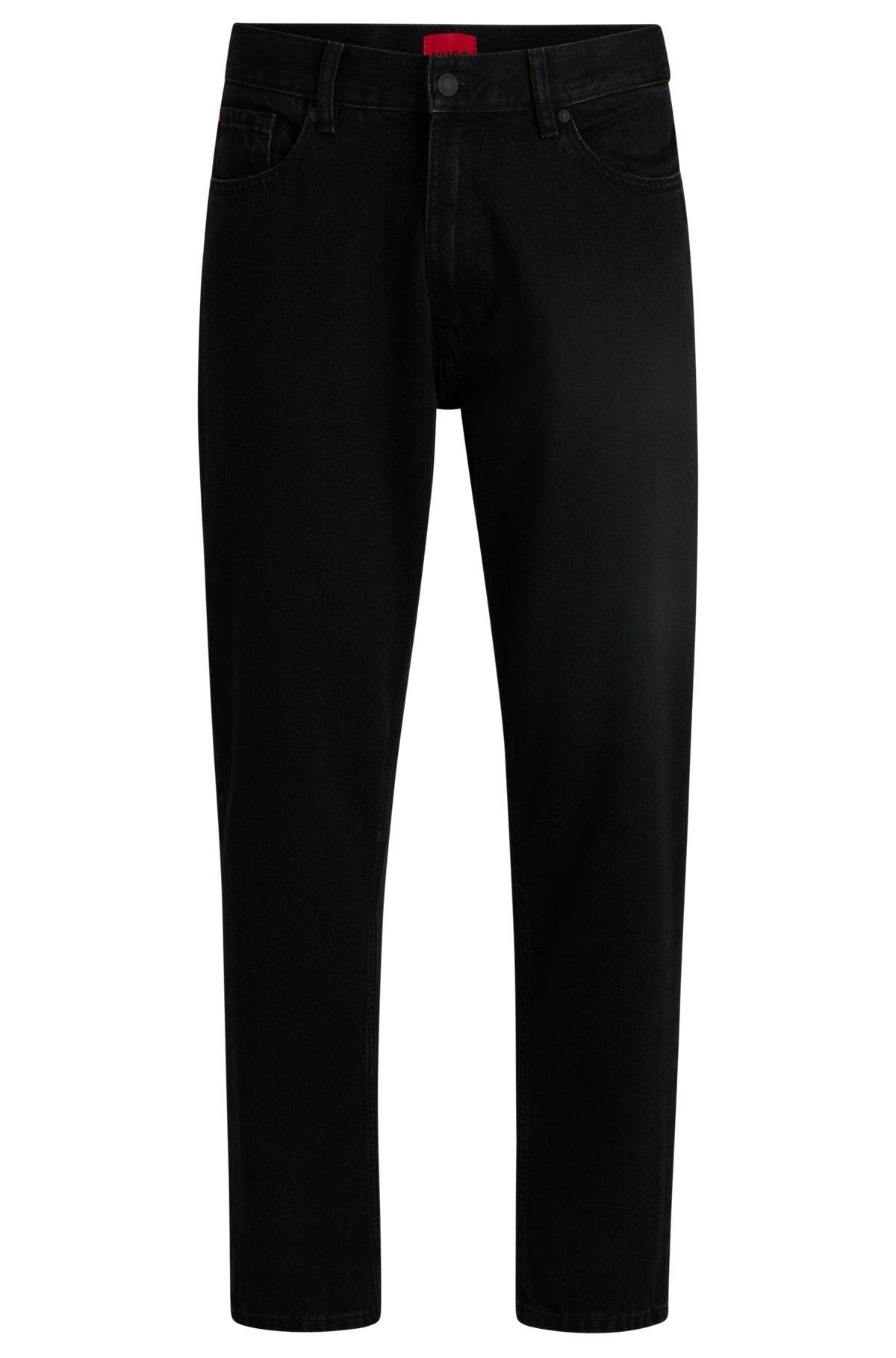 Relaxed tapered-fit jeans in black denim Product Image