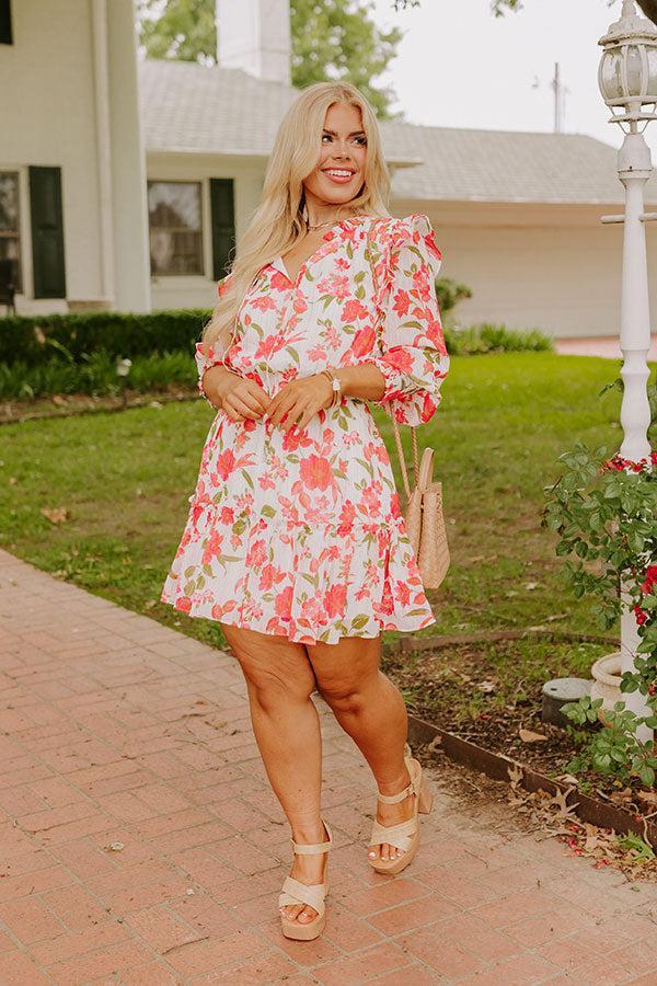 Grace Given Floral Dress In Ivory Curves Product Image