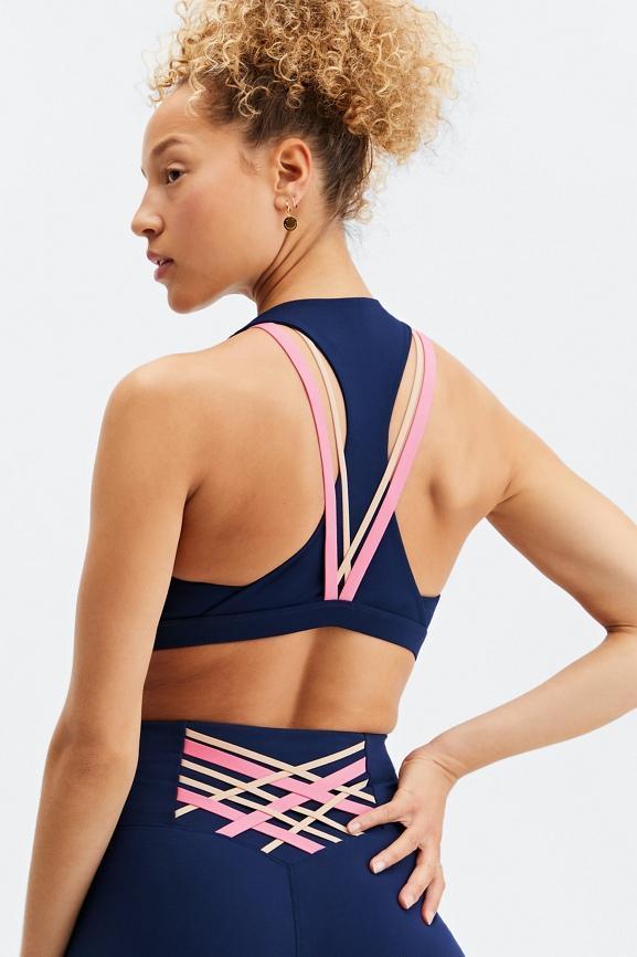 Fabletics Kessler Medium Impact Sports Bra Womens Deep Navy/Multi plus Size 2X Product Image