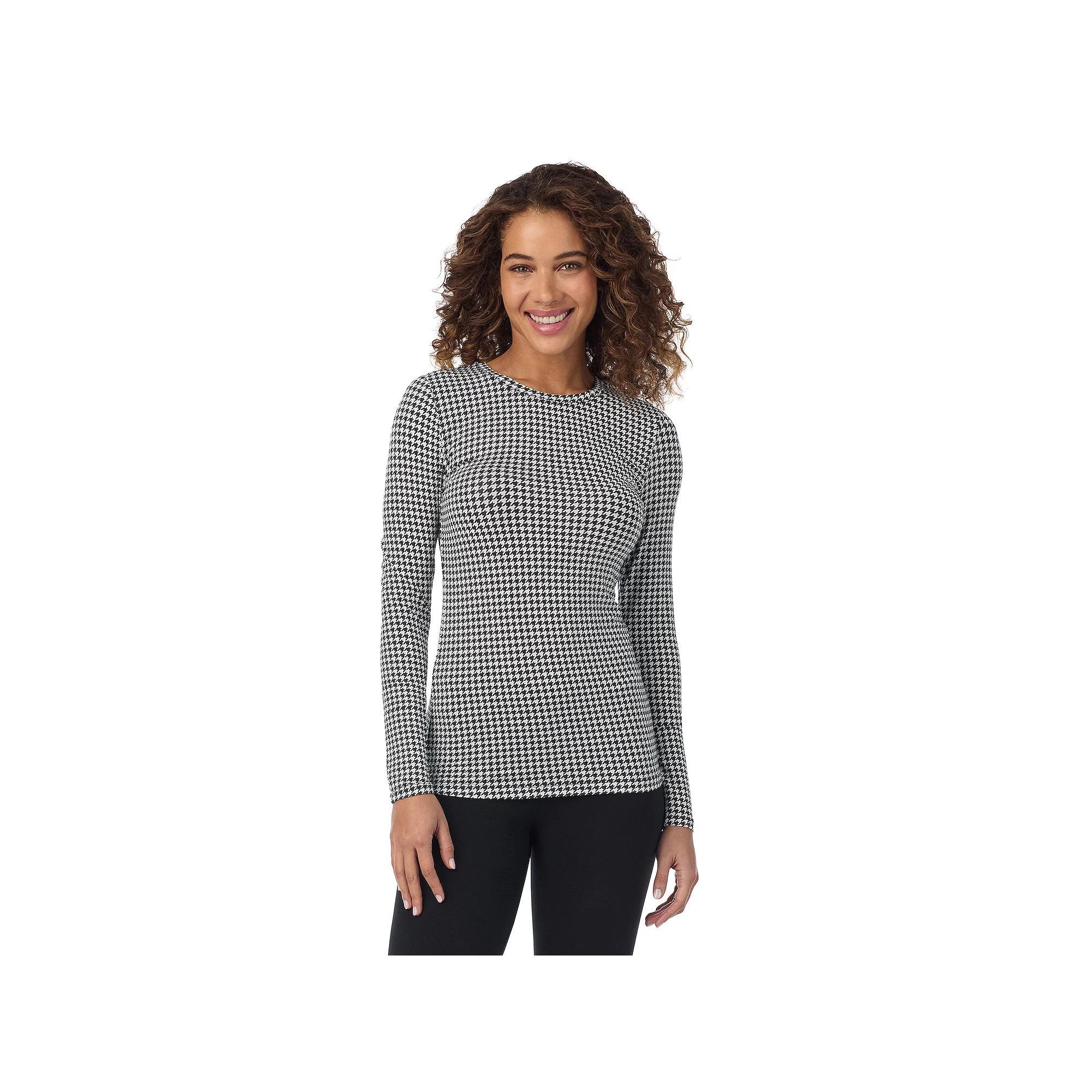 Women's Cuddl Duds® Softwear with Stretch Long Sleeve Top, Size: Medium, Ivory Houndsto Product Image