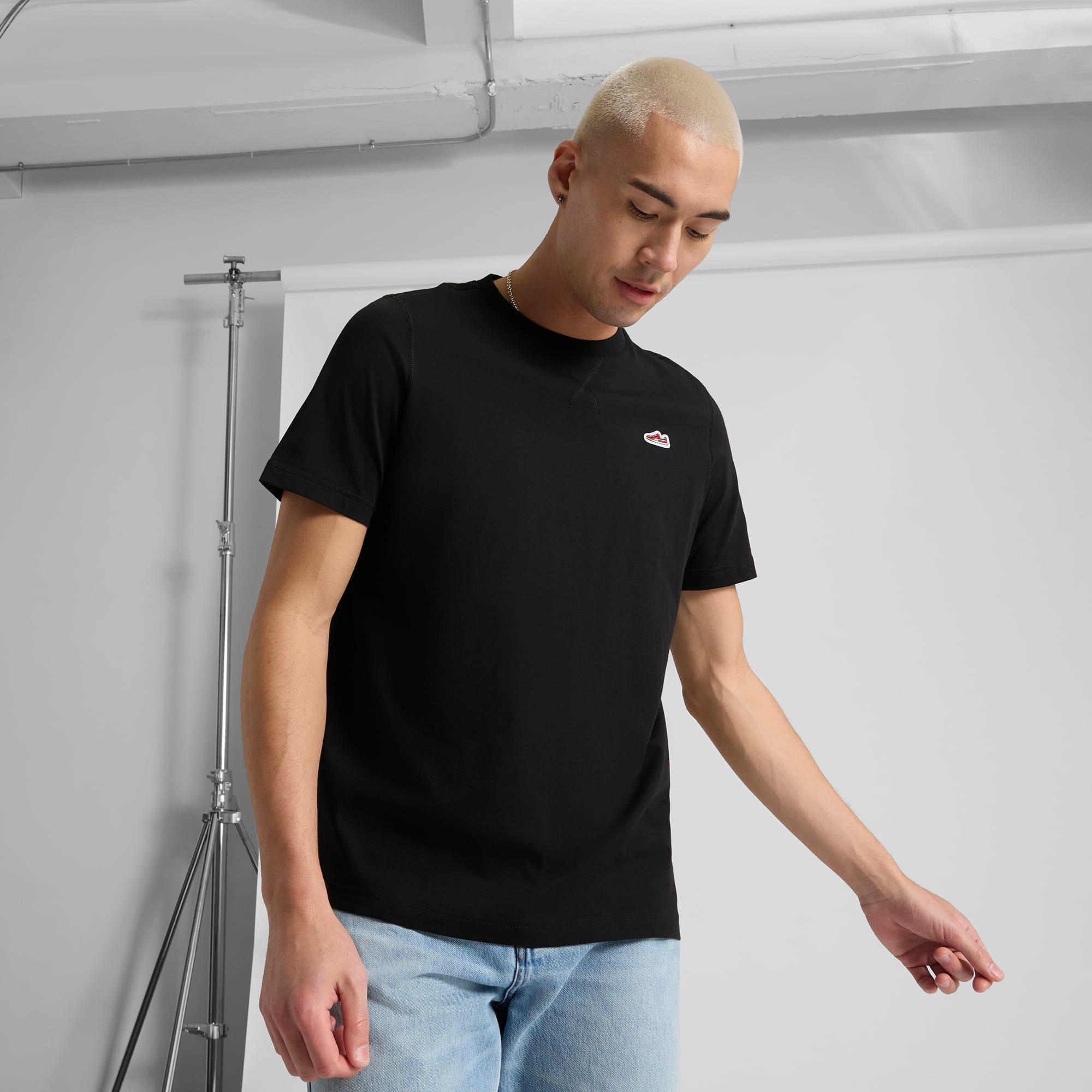 WARDROBE ESSENTIALS Suede Logo Men's Tee Product Image