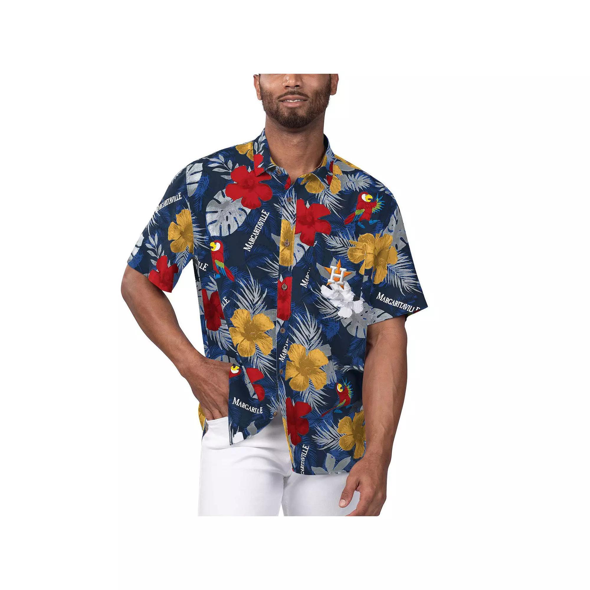 Men's Margaritaville Navy Boston Red Sox Island Life Floral Party Button-Up Shirt,  Product Image