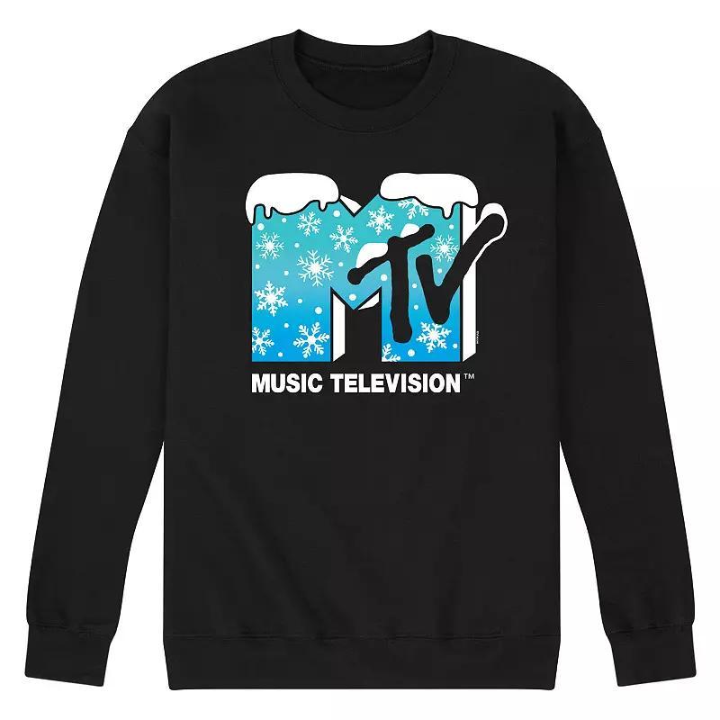 Mens MTV Snowflakes Logo Fleece Sweatshirt Blue Product Image