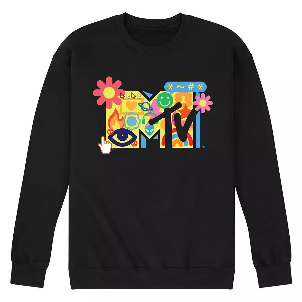 Men's MTV Y2K Logo Fleece Sweatshirt, Size: Large, Black Product Image