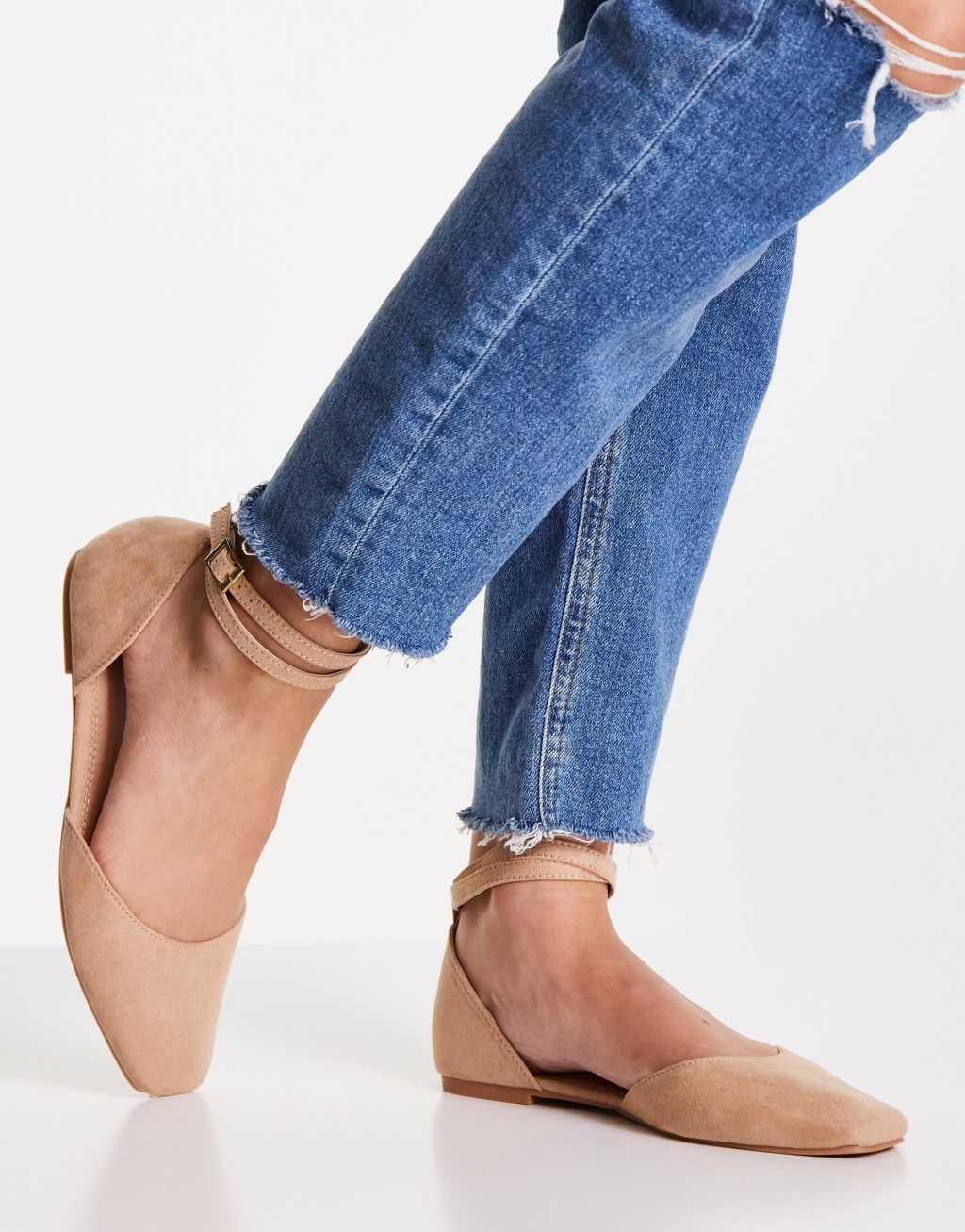 ASOS DESIGN Lift ballet flats in beige Product Image