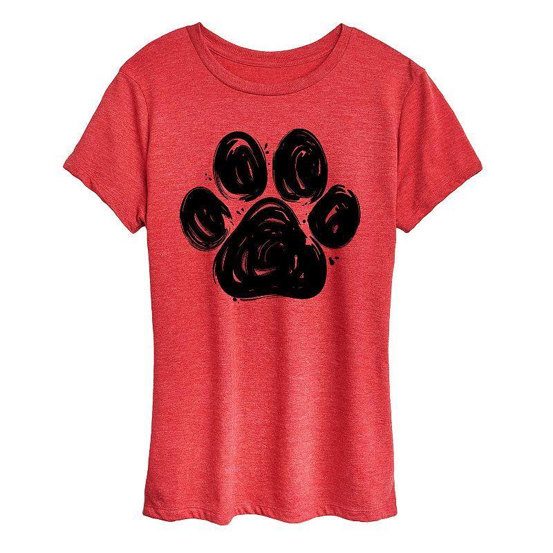 Women's Brushstroke Paw Print Graphic Tee, Girl's,  Product Image