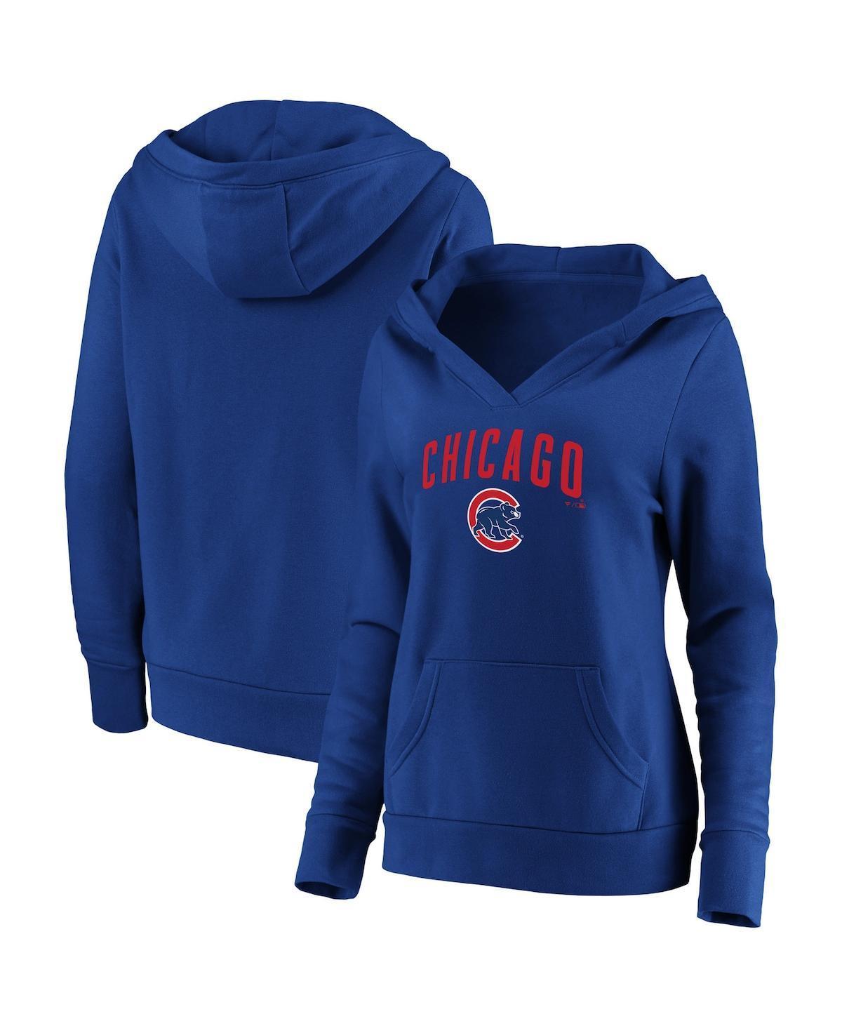 Womens Fanatics Branded Royal Chicago Cubs Core Team Lockup V-Neck Pullover Hoodie Product Image