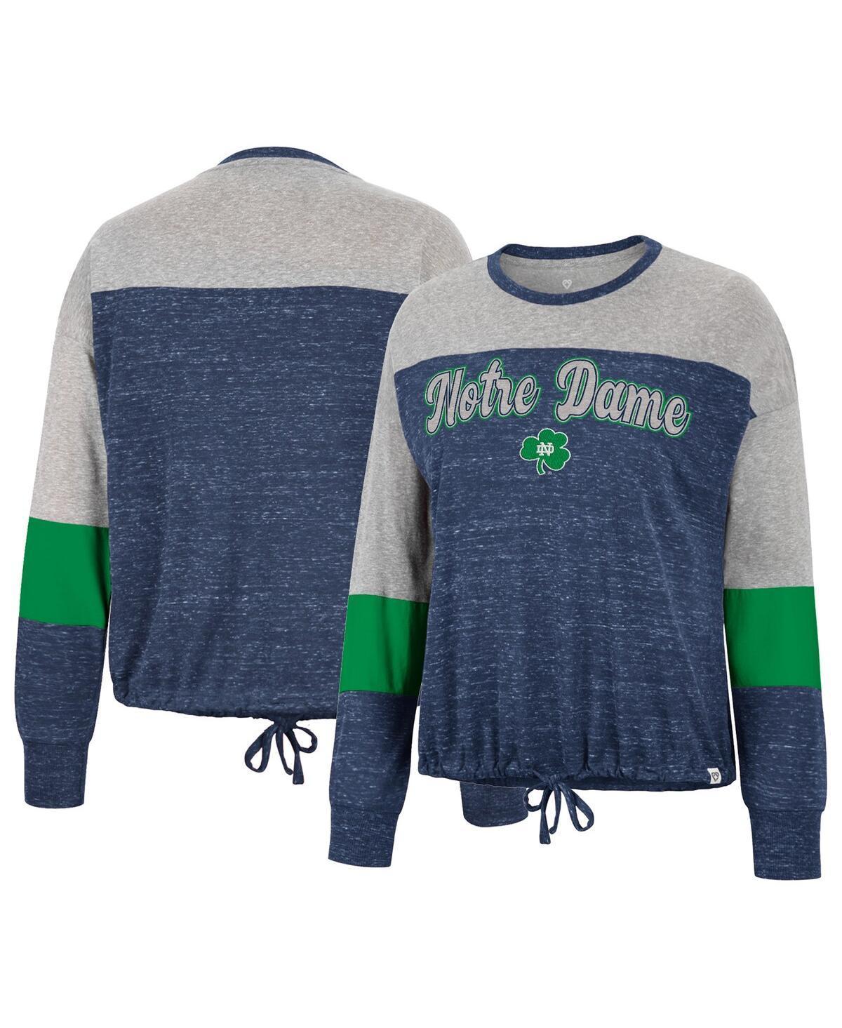 Womens Colosseum Notre Dame Fighting Irish Joanna Tie Front Long Sleeve T-Shirt Blue Product Image