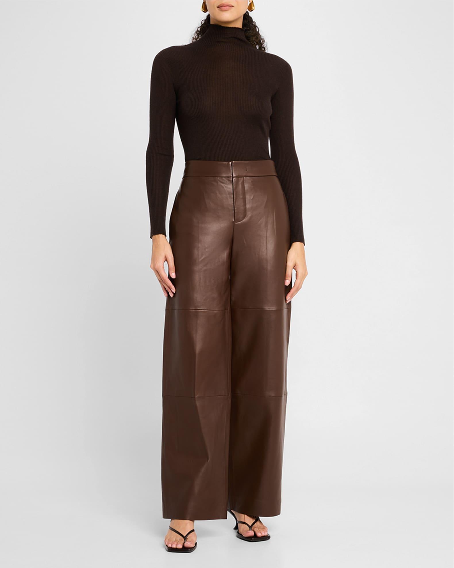 Wide-Leg Leather Utility Pants Product Image