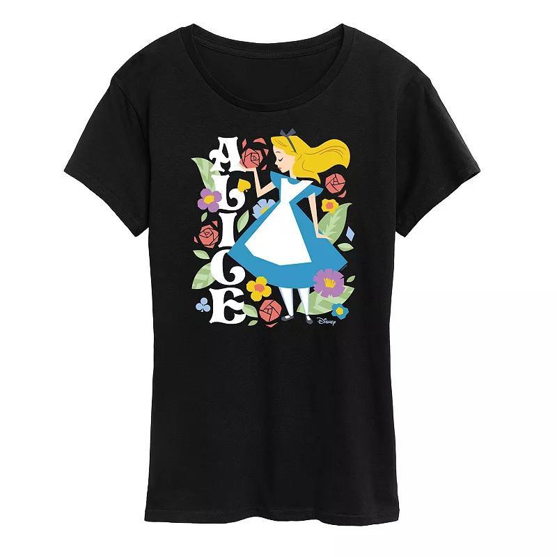 Disney's Alice in Wonderland Women's Botanical Graphic Tee, Size: XXL, Black Product Image