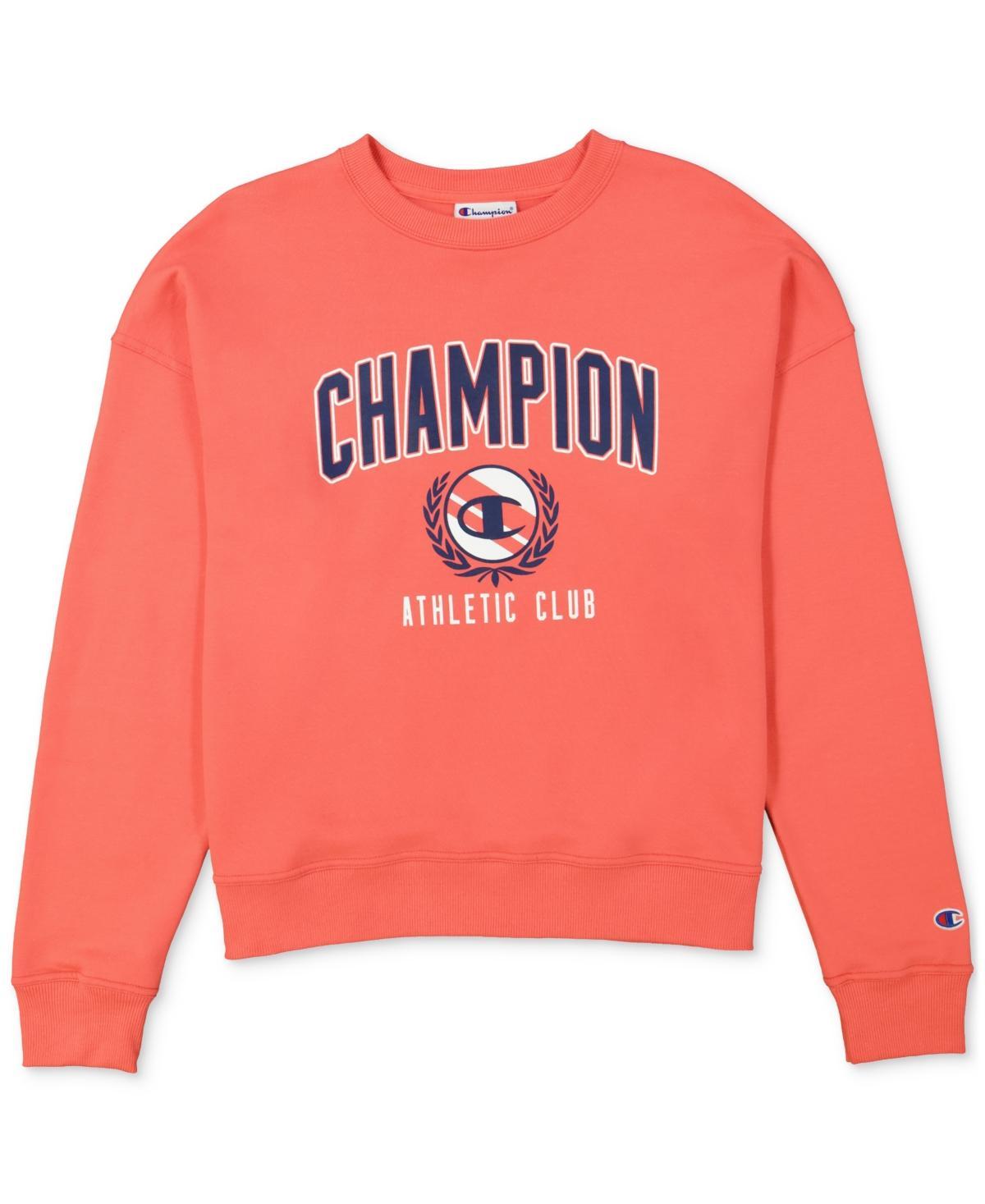 Champion Powerblend(r) Relaxed Crew (High Tide Coral) Women's Clothing Product Image